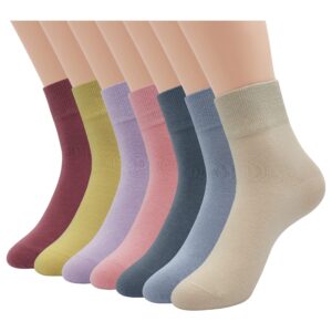 SIPCOLOR Womens Cotton Ankle Socks Colorful Above Ankle Socks Casual Crew Soft Breathable 7 Pairs (Large, Multicolor1)