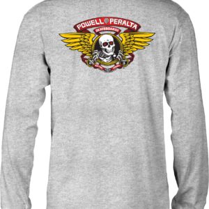 Powell Peralta Winged Ripper Longsleeve T-Shirt, Sport Gray, Medium