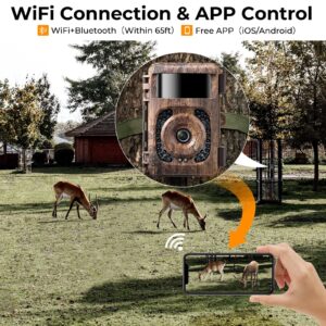 K&F Concept 4K 32MP WiFi Trail Camera, Game Camera with Night Vision Motion Activated Waterproof, Hunting Camera with 940nm No Glow Infrared LED 0.2s Trigger Time for Wildlife Monitoring Deer Cam