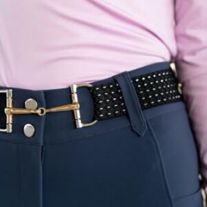 FREE RIDE EQUESTRIAN Belts, Horseback Riding Belts for Women, Stretchable And Comfortable Waist Belt (Black Glitter Bit belt)