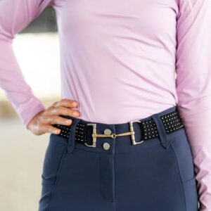 FREE RIDE EQUESTRIAN Belts, Horseback Riding Belts for Women, Stretchable And Comfortable Waist Belt (Black Glitter Bit belt)