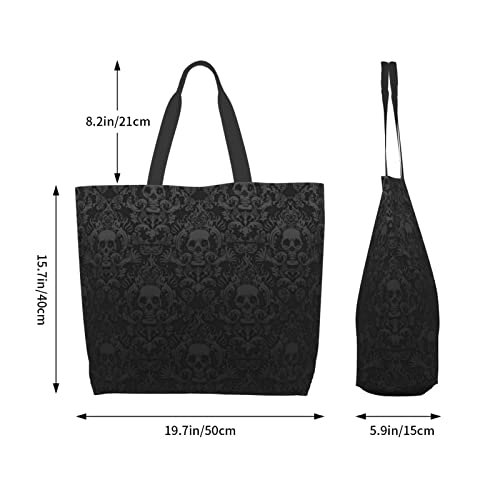 DHWUIASF Gothic Wallpaper Skull Printed Large Capacity Portable Tote Shoulder Bag, Suitable For Shopping