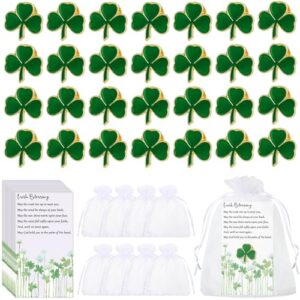 inbagi clover lapel pins shamrock pins brooches good luck three leaf pins with blessing cards and organza gift bags christmas team gifts wedding gifts birthday gifts student teacher