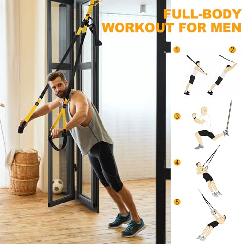 Resistance Training Kit, 2 Adjustable Bodyweight Resistance Bands with Handles + 1 Door Anchor + 5 Resistance Loop Bands for Working Out Hold up to 600 lbs Home Gym Equipment