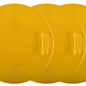 Superio Round Snow Saucer Sleds- 24” Plastic Disc Sleds for Kids and Adults- Heavy Duty Sled Discs with Handles for Downhill Sledding, Winter Outdoor Sports, (Yellow)