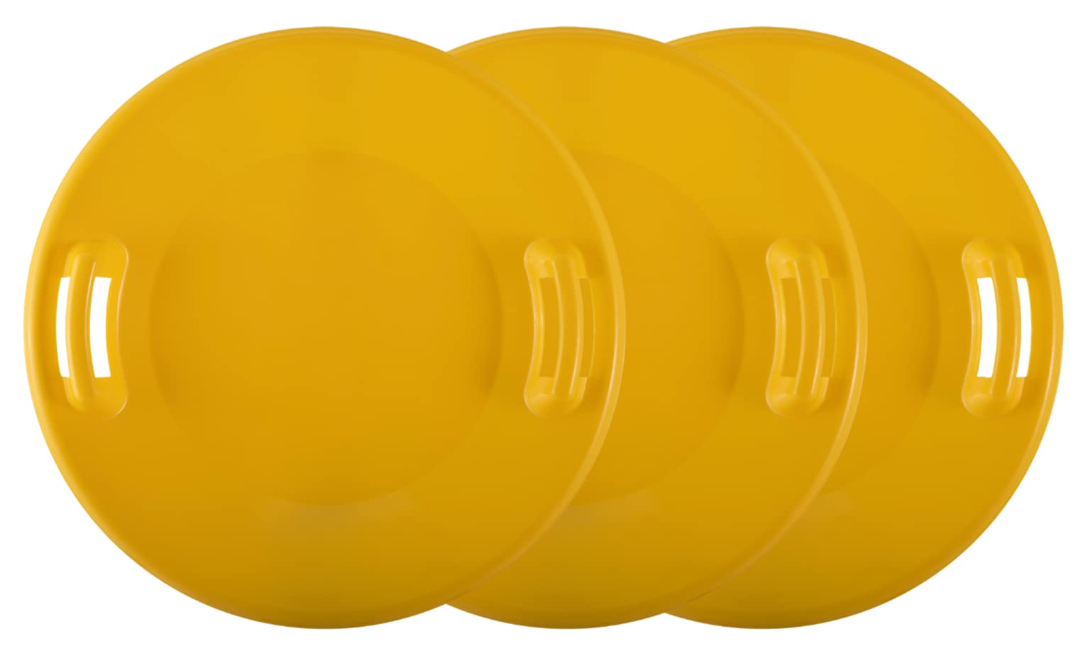 Superio Round Snow Saucer Sleds- 24” Plastic Disc Sleds for Kids and Adults- Heavy Duty Sled Discs with Handles for Downhill Sledding, Winter Outdoor Sports, (Yellow)