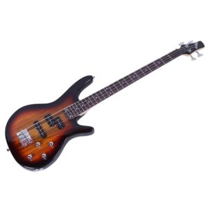 Vasitelan Electric Bass Guitar Full Size 4 String Exquisite Stylish Bass with Power Line and Wrench Tool (Sunset Color)