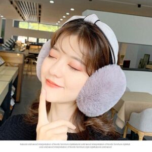 Women Warm Earmuffs Girl Cute Outdoor Ear Warmers Winter Furry Adjustable Ear Covers Packable Kid Cartoon Elephant Earmuffs