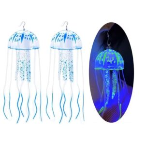 Letsglow LED Light Up jellyfish earring, Projecting Disco Ball, Women Funny Lovely Gift, Birthday Party Rave Night Club Jewelry (blue)