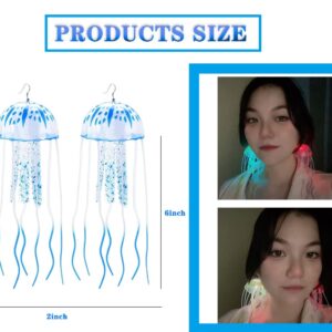 Letsglow LED Light Up jellyfish earring, Projecting Disco Ball, Women Funny Lovely Gift, Birthday Party Rave Night Club Jewelry (blue)