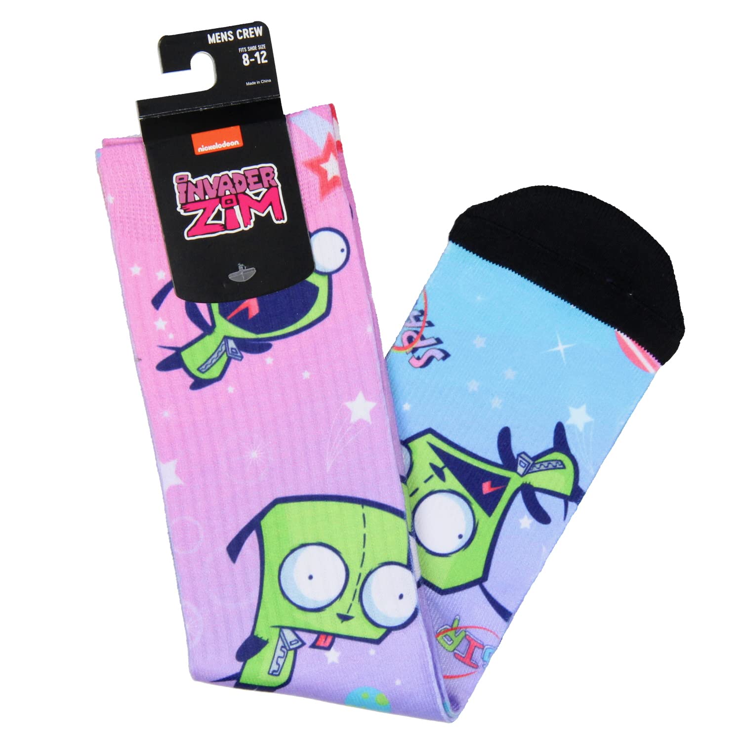 Bioworld Invader Zim Mens' Gir Space Men's Athletic Mid-Calf Crew Socks