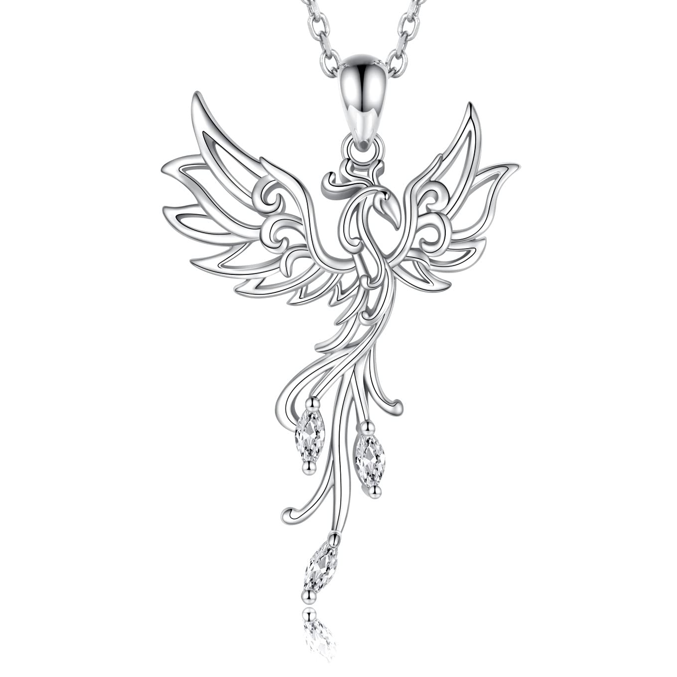 925 Sterling Silver Rising Phoenix Necklace Pendant Rise from the Ashes Jewelry Gifts for Women Christmas Birthday