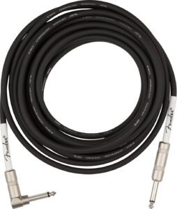 fender original series 18.6-foot angled instrument cable for electric guitar, bass guitar, electric mandolin and pro audio, black - 1 pack