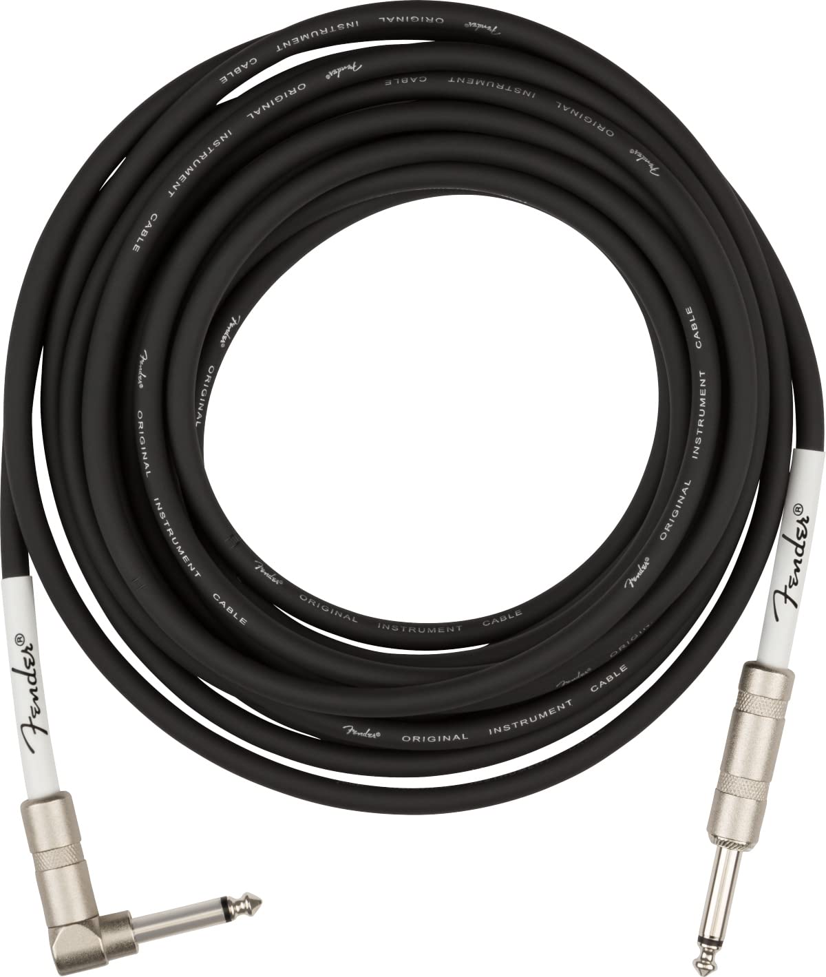 Fender Original Series 18.6-Foot Angled Instrument Cable for Electric Guitar, Bass Guitar, Electric Mandolin and Pro Audio, Black - 1 Pack