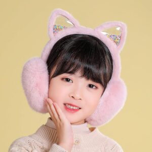 Women Rabbit Earmuffs Girls Cute Outdoor Ear Warmers Winter Warm Adjustable Ear Covers Foldable Children Animal Earmuffs