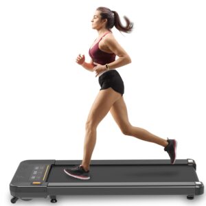 2 in 1 under desk treadmill, walking pad treadmill with remote control and led display, smart foldable walking treadmill running jogging exercise machine for home office black