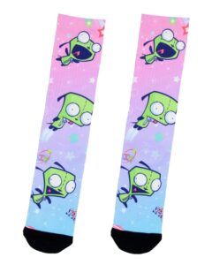 bioworld invader zim mens' gir space men's athletic mid-calf crew socks