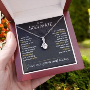 ROMESIA To My Soulmate Necklace For Women. Necklace for Girlfriend or To My Wife Necklace, Necklaces for Women Select 14k White Gold finish, 18K Yellow finish or Rose Gold Finish. Gifts for Girlfriend