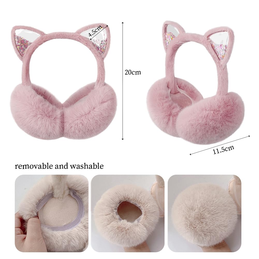 Women Rabbit Earmuffs Girls Cute Outdoor Ear Warmers Winter Warm Adjustable Ear Covers Foldable Children Animal Earmuffs