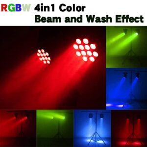 SHEHDS Moving Head Light Beam Wash LED 12x12W RGBW 4in1 DJ Lights Lighting Professional 9/16 Channels DMX512 Sound Activated Strobe Effect Stage Lights for Christmas Events Night Clubs Disco KTV Bar