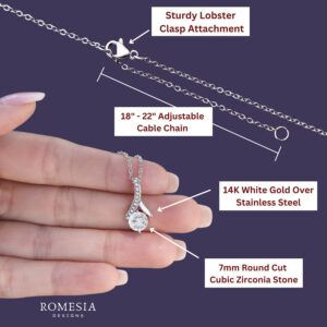 ROMESIA To My Soulmate Necklace For Women. Necklace for Girlfriend or To My Wife Necklace, Necklaces for Women Select 14k White Gold finish, 18K Yellow finish or Rose Gold Finish. Gifts for Girlfriend