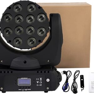 SHEHDS Moving Head Light Beam Wash LED 12x12W RGBW 4in1 DJ Lights Lighting Professional 9/16 Channels DMX512 Sound Activated Strobe Effect Stage Lights for Christmas Events Night Clubs Disco KTV Bar