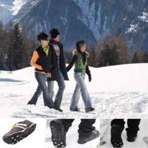 Ice Cleats Snow Traction Cleats Crampons for Shoe and Boots, Anti-Slip Snow Shoes Cleats Walk Traction Cleat for Walking on Snow and Ice (Black, S: 180 x 75 x 3mm)