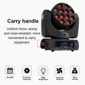 SHEHDS Moving Head Light Beam Wash LED 12x12W RGBW 4in1 DJ Lights Lighting Professional 9/16 Channels DMX512 Sound Activated Strobe Effect Stage Lights for Christmas Events Night Clubs Disco KTV Bar