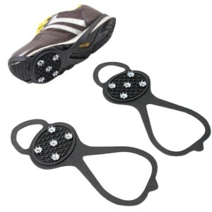 Ice Cleats Snow Traction Cleats Crampons for Shoe and Boots, Anti-Slip Snow Shoes Cleats Walk Traction Cleat for Walking on Snow and Ice (Black, S: 180 x 75 x 3mm)