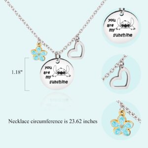 ZZLTAWS Stitch Necklace for Girls Women, Ohana Inspired Necklace Stitch Birthday Necklace Gifts, The Best Gift for Daughters、Granddaughters、Nieces, and Stitch Lovers (To My Daughter)