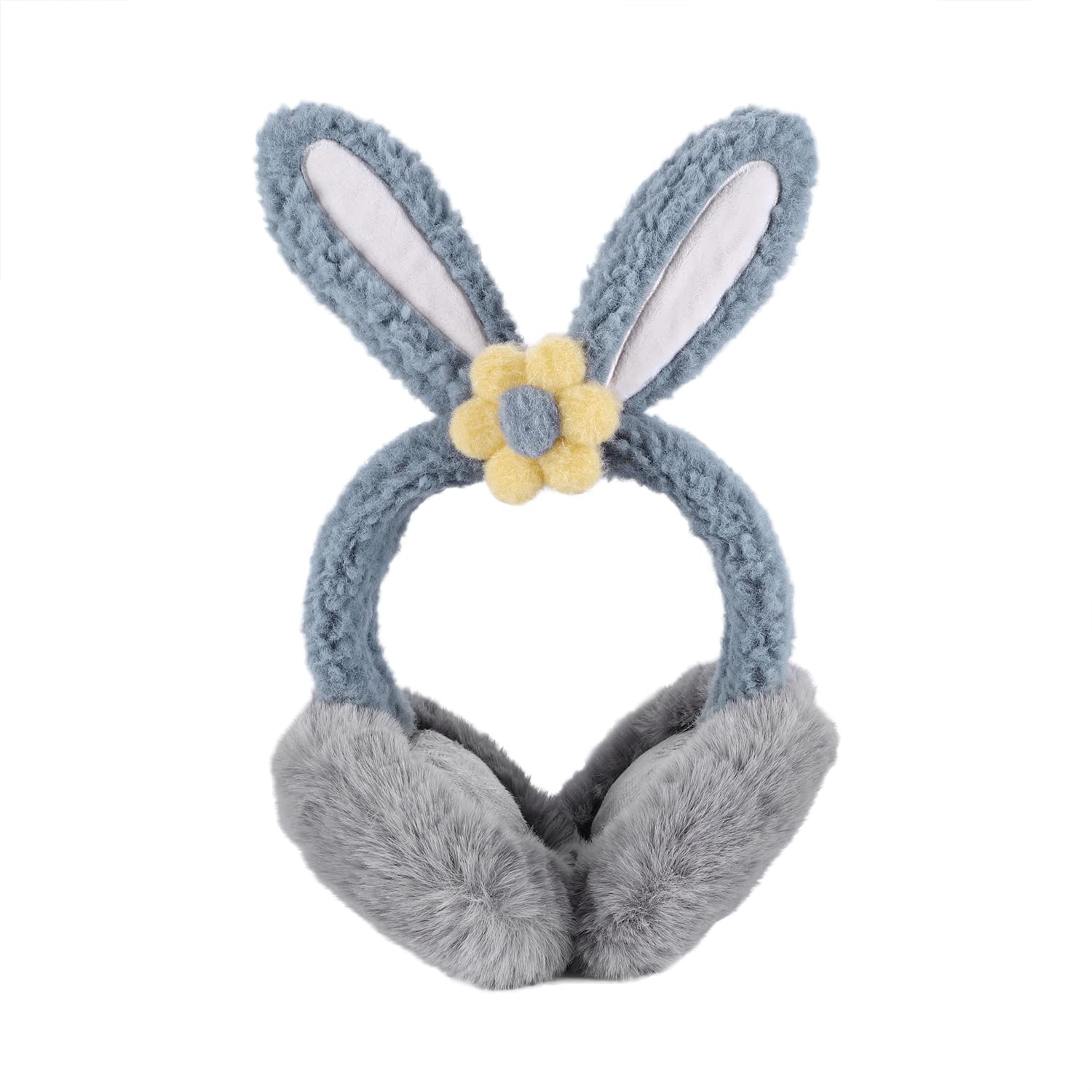 Women Rabbit Earmuffs Girls Cute Outdoor Ear Warmers Winter Warm Adjustable Ear Covers Foldable Children Animal Earmuffs