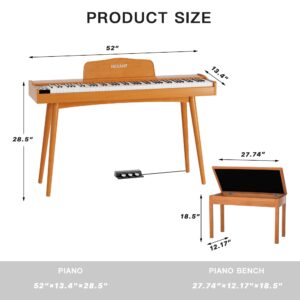 HEXANT 88- Key Hammer Weighted Digital Keyboard Piano, Wooden Electric Heavy Hammer Weighted Full Size Keyboard Piano, with 3-Pedal, MIDI Connection, Multi-Functional Keyboard and Stand