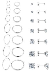 zelores 614 pairs cartilage earrings sets for women men stainless steel lightweight tiny huggie hoop earrings for multiple piercing 14k gold plated flatback cz stud earrings for sensitive ear 20g,