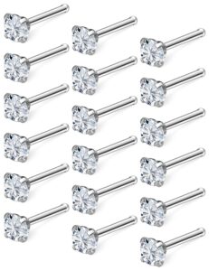 uzgtvy 18g nose rings stud nose ring piercing jewelry for women 316l stainless surgical steel silver hypoallergenic straight nose nostril ring bar earrings stud bone piercing jewelry pack men 3mm