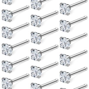 Uzgtvy 18G Nose Rings Stud Nose Ring Piercing Jewelry for Women 316L Stainless Surgical Steel Silver Hypoallergenic Straight Nose Nostril Ring Bar Earrings Stud Bone Piercing Jewelry Pack Men 3mm