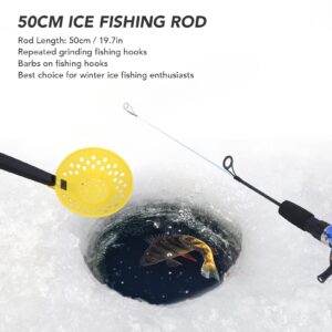 Ice Fishing Rod Kit, 50cm Ice Fishing Rod Kit Carbon Fiber Fishing Rod with Reel Hooks Spoon Storage Box Hunting Backpacks for Winter Outdoor