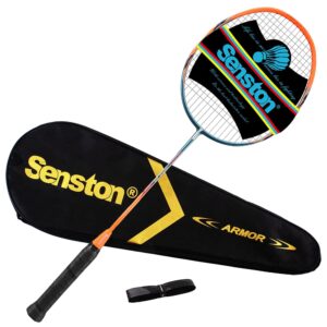 Senston Professional Badminton Racket 27-28LBS, Intermediate 5U Badminton Racquet, Carbon-Fiber Badminton Racket S513