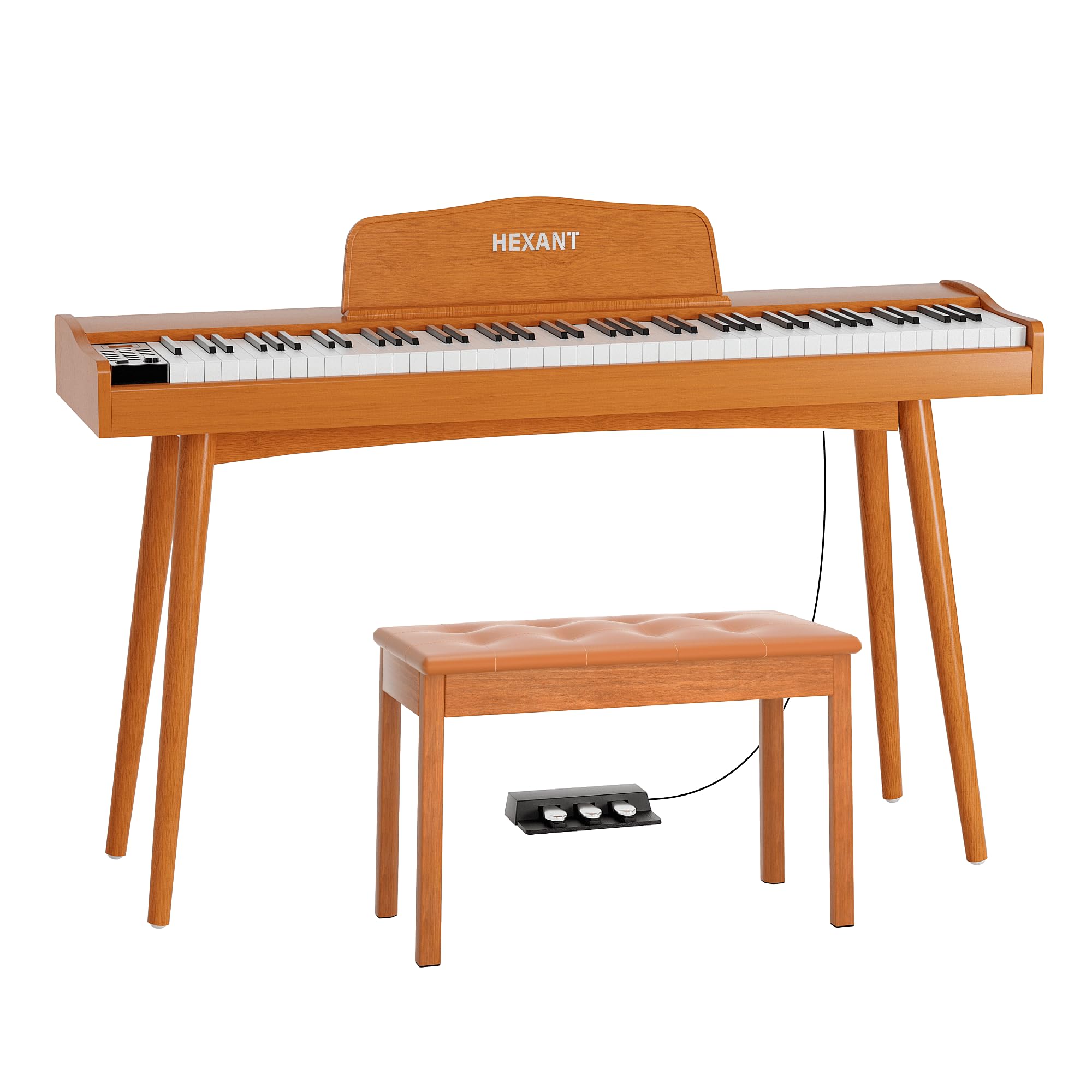 HEXANT 88- Key Hammer Weighted Digital Keyboard Piano, Wooden Electric Heavy Hammer Weighted Full Size Keyboard Piano, with 3-Pedal, MIDI Connection, Multi-Functional Keyboard and Stand