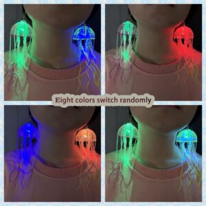 Letsglow LED Light Up jellyfish earring, Projecting Disco Ball, Women Funny Lovely Gift, Birthday Party Rave Night Club Jewelry (blue)