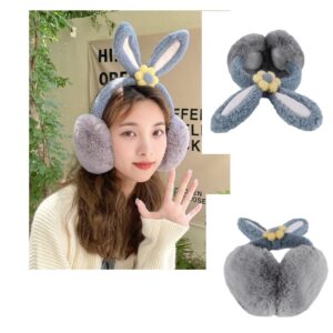 Women Rabbit Earmuffs Girls Cute Outdoor Ear Warmers Winter Warm Adjustable Ear Covers Foldable Children Animal Earmuffs