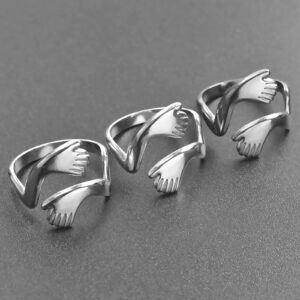 Loqimu 6 Pack Silver Midi Rings Stainless Steel Stackable Rings for Women Open Knuckle Rings Set Wide Irregular Finger Rings for Teen Girls Hug Geometric Fashion Rings Aesthetic Jewelry Gift