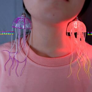 Letsglow LED Light Up jellyfish earring, Projecting Disco Ball, Women Funny Lovely Gift, Birthday Party Rave Night Club Jewelry (blue)