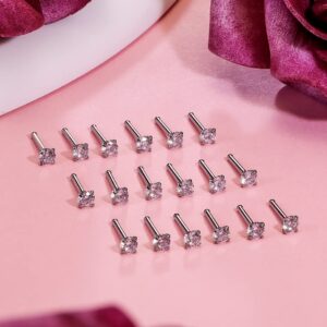 Uzgtvy 18G Nose Rings Stud Nose Ring Piercing Jewelry for Women 316L Stainless Surgical Steel Silver Hypoallergenic Straight Nose Nostril Ring Bar Earrings Stud Bone Piercing Jewelry Pack Men 3mm