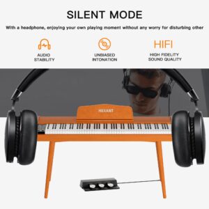 HEXANT 88- Key Hammer Weighted Digital Keyboard Piano, Wooden Electric Heavy Hammer Weighted Full Size Keyboard Piano, with 3-Pedal, MIDI Connection, Multi-Functional Keyboard and Stand