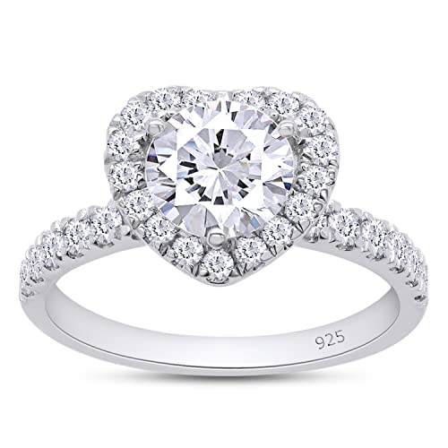 SAVEARTH DIAMONDS Lab Created Diamond Moissanite Engagement Rings for Women Wedding Rings 1.40ct D Color VVS1 Clarity Round Cut Moissanite Ring in 18K White Gold Plated 925 Sterling Silver Size-7