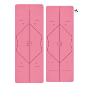 liforme original yoga mat & travel mat bundle pack – patented alignment system, eco-friendly, non-slip warrior-grip, made with natural rubber, thick, sweat resistant, comfortable - pink/pink