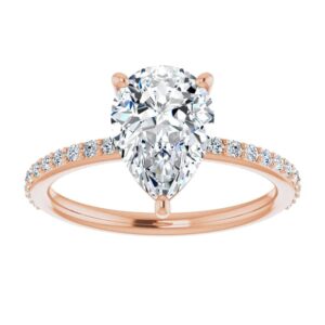 10K Solid Rose Gold Handmade Engagement Rings 1.5 CT Pear Cut Moissanite Diamond Solitaire Wedding/Bridal Ring Set for Womens/Her Proposes Ring (11)