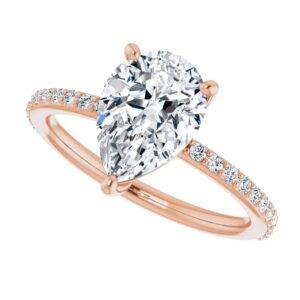 10K Solid Rose Gold Handmade Engagement Rings 1.5 CT Pear Cut Moissanite Diamond Solitaire Wedding/Bridal Ring Set for Womens/Her Proposes Ring (11)