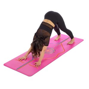 LIFORME Yoga & Yoga Pad Bundle Pack – Patented Alignment System, Eco-Friendly, Non-Slip Warrior-Grip, Made with Natural Rubber, Thick, Sweat Resistant, Comfortable - Grateful Pink