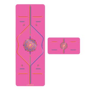 LIFORME Yoga & Yoga Pad Bundle Pack – Patented Alignment System, Eco-Friendly, Non-Slip Warrior-Grip, Made with Natural Rubber, Thick, Sweat Resistant, Comfortable - Grateful Pink